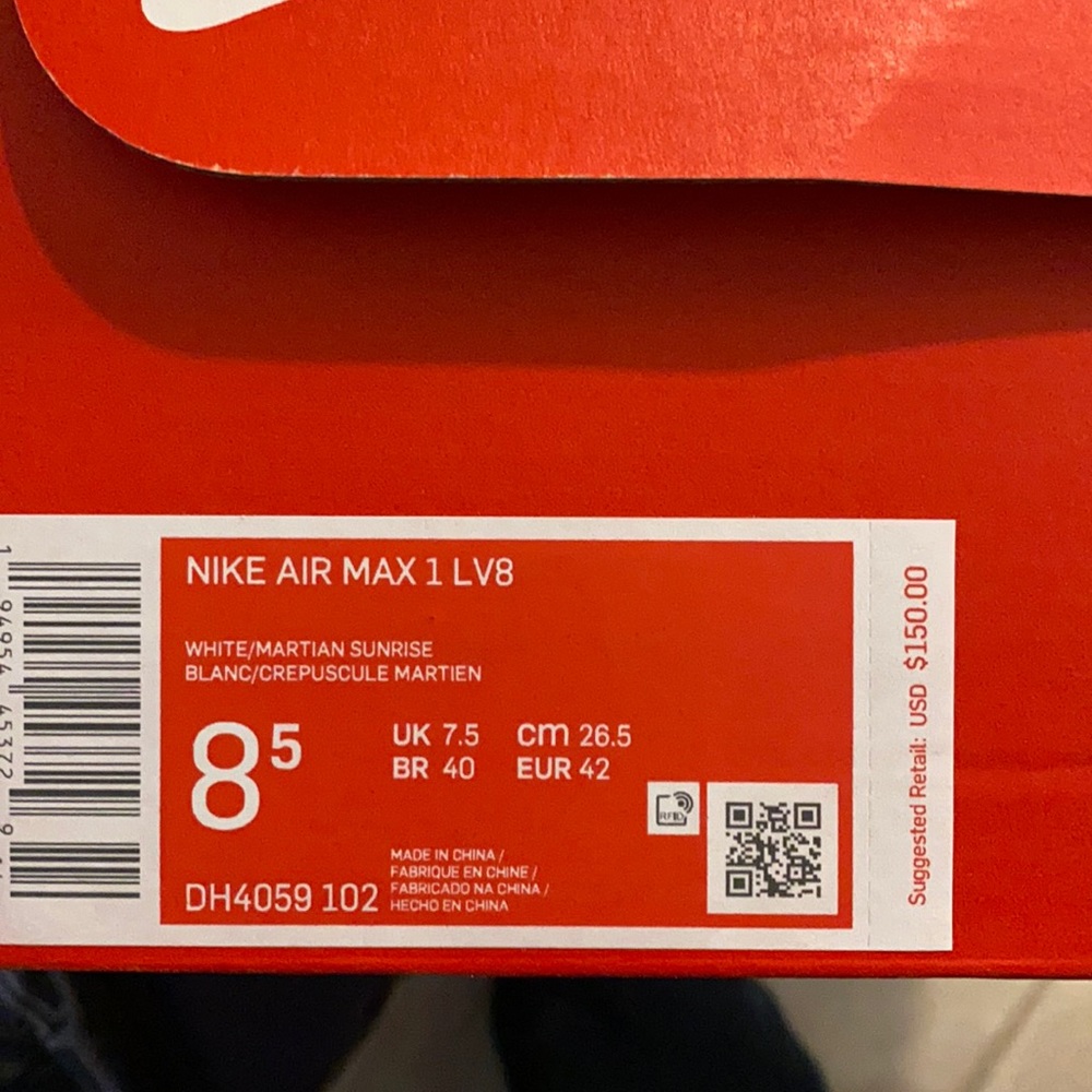 Nike Airmax 1 LV8 White/Martian sunrise